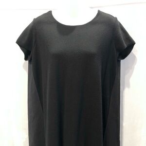 New SAKS FIFTH AVENUE Black Cashmere Knit Sheer Back Trapeze Dress M $450